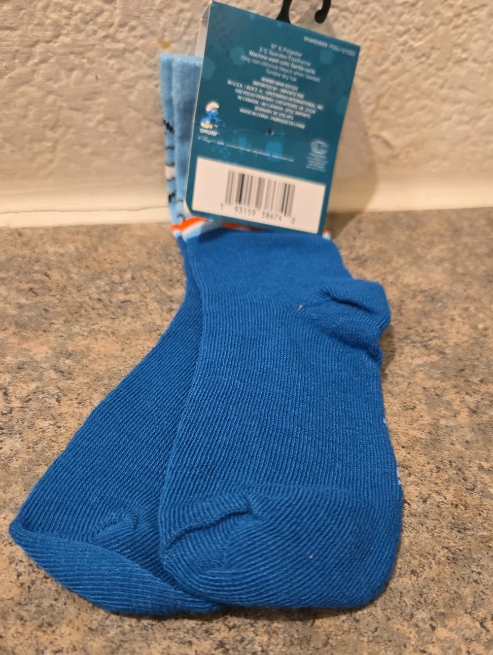 Smurf Blue Kids Crew Socks - Blue 1 Pair Nwt